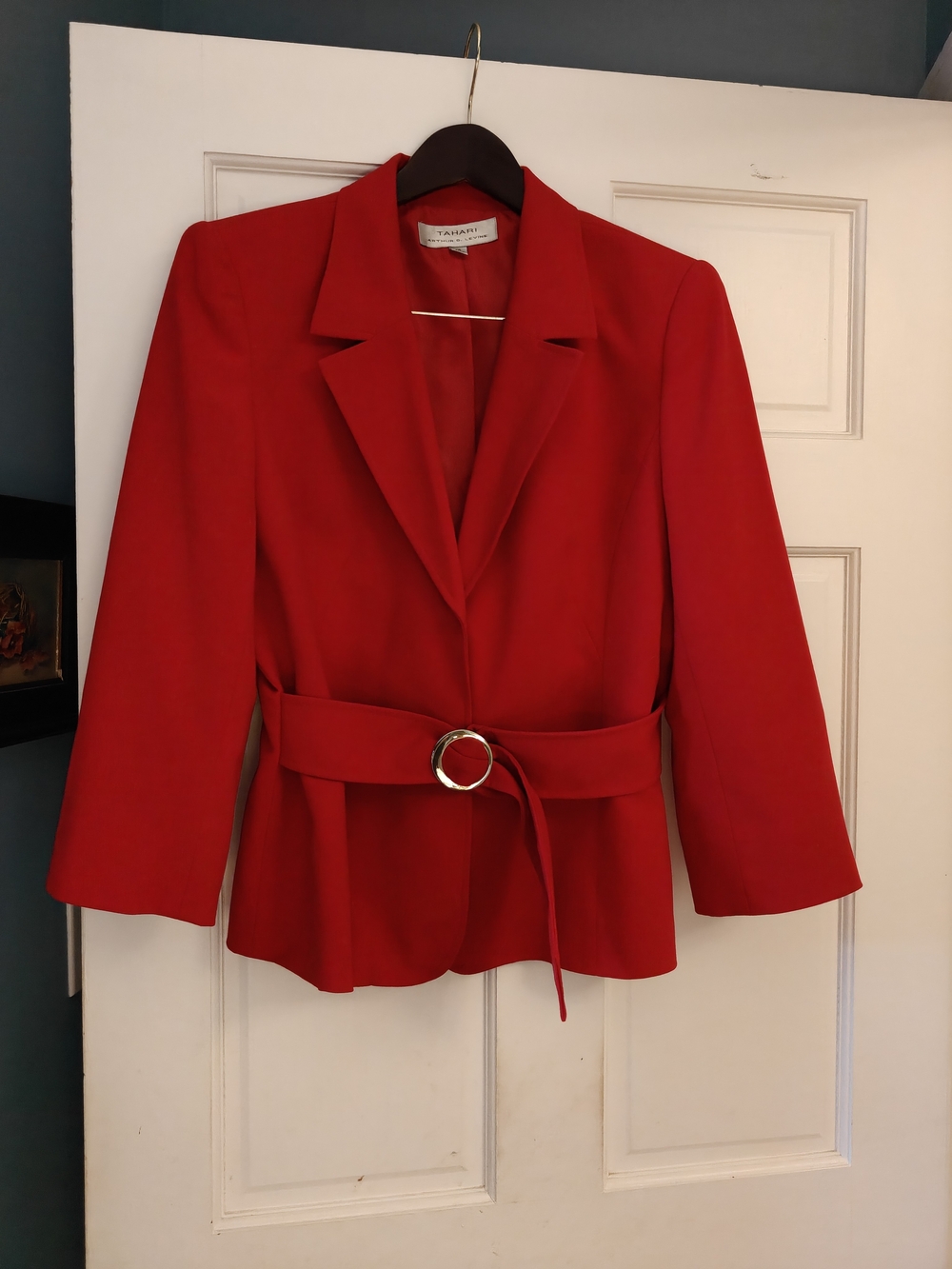 Tahari Elegant Red Belted Women's Suit Size 14